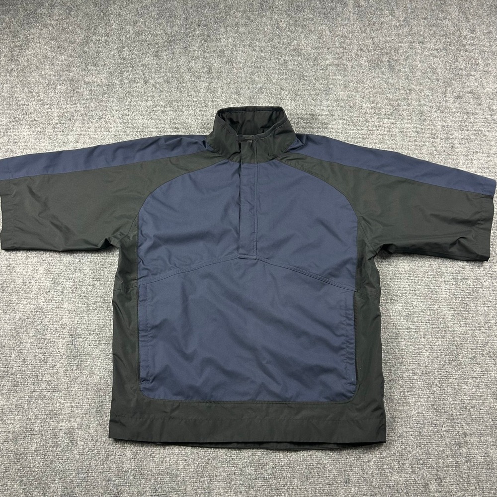 FootJoy DryJoys Jacket Mens Small Navy Blue Black Short Sleeve Golf Windbreaker